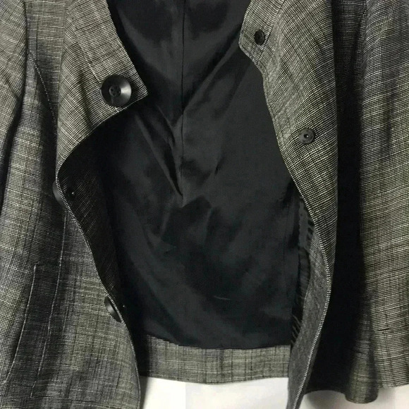 LAFAYETTE 148 WO SZ 4 SUIT JACKET BLACK SMALL PLAID HOOD SOLID CLEAN CONDITION - Picture 9 of 11